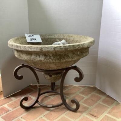 O - 299. Wrought Iron Base / Concrete Style  Planter