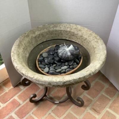 O - 299. Wrought Iron Base / Concrete Style  Planter