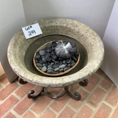O - 299. Wrought Iron Base / Concrete Style  Planter