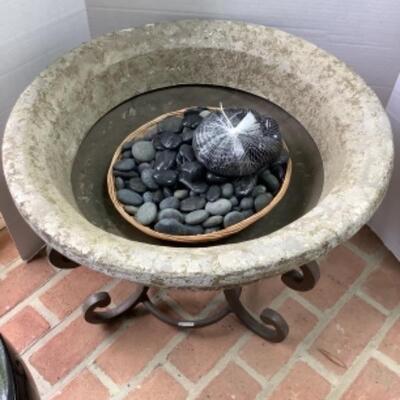 O - 299. Wrought Iron Base / Concrete Style  Planter