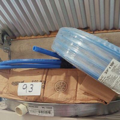 lot 92 - Hot water heater tray,  100' 3/4" x 100' PEX tubing, Gastite tubing