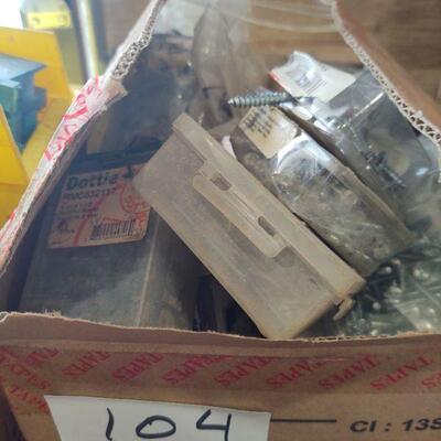 lot 104 -Box of assorted parts, fasteners, etc