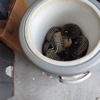 lot 111 -Water cooler/lld and content - nails for nailer