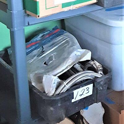 lot 123 - Bin of 23 various hoses, etc. as shown