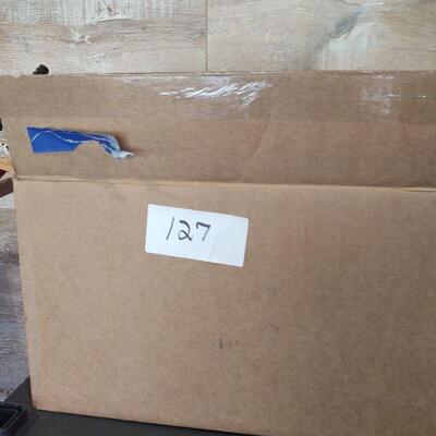 lot 127 =- Box of tools, pipe wrenches, crowbar, hammer