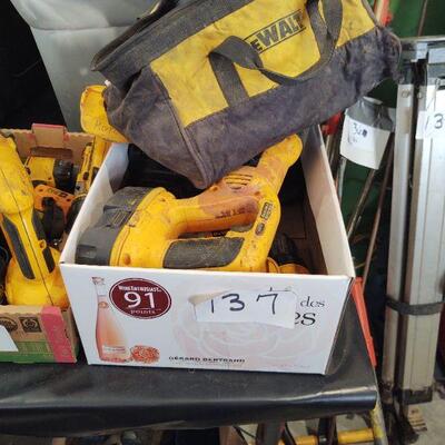 lot 137 - Box of Dewalt power tools/batteries/chargers as shown