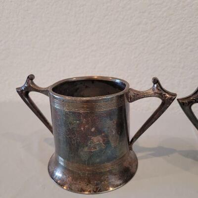 Lot 3: Vintage Sheffield Plate Teapot, Creamer and Sugar Bowls