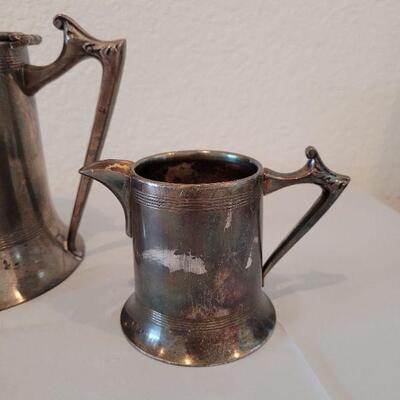 Lot 3: Vintage Sheffield Plate Teapot, Creamer and Sugar Bowls