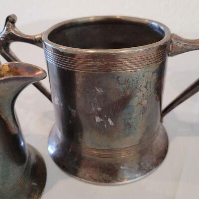 Lot 3: Vintage Sheffield Plate Teapot, Creamer and Sugar Bowls