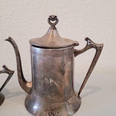 Lot 3: Vintage Sheffield Plate Teapot, Creamer and Sugar Bowls