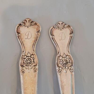 Lot 4: Vintage Old CompanyPlate (8) Dinner Forks & (8) Salad Forks Monogrammed D