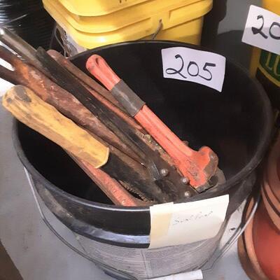 lot 205 -Wrenches, buckets etc as shown