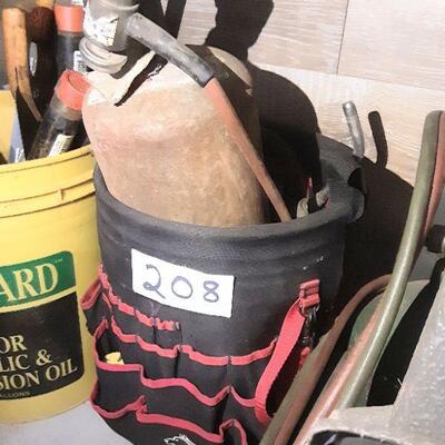 lot 208 Empty tank w/hose, Bucket/pockets,  etc