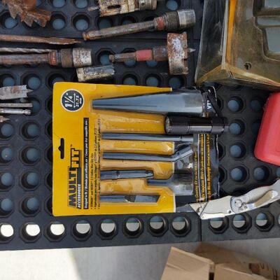 lot 221 - Dewalt tool bag/contents on top of black mat(not included)