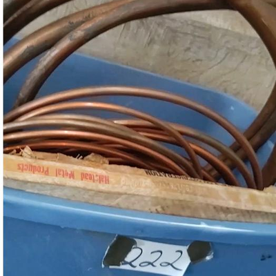 lot 222 - Blue bin of assorted size copper tubing, etc.