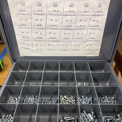 829-Gray Steel 4 Drawer Stocked Hardware Cabinet