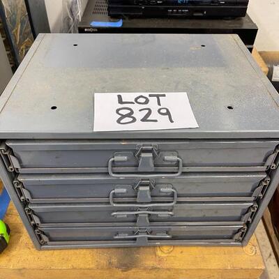 829-Gray Steel 4 Drawer Stocked Hardware Cabinet