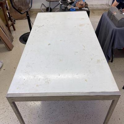 830-White Formika Wooden Table w/ steel chrome legs.