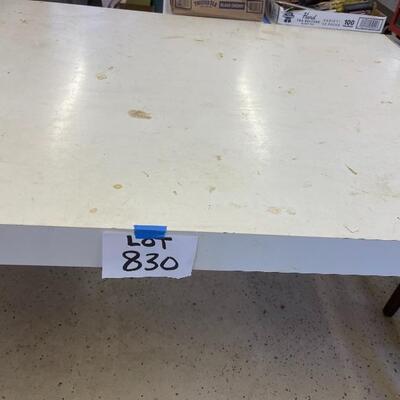 830-White Formika Wooden Table w/ steel chrome legs.