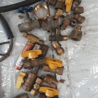lot 229 - 20+ Copper and brass, mixer tools, water key, sand paper roll, Playmate cooler, etc. 