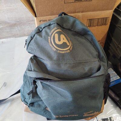 lot 231 - Green backpack, binoculars, flashlights, pancho, night vision scope, gloves, pocket knives, lock picking book/set, etc.