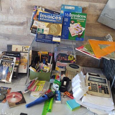 lot 232 - Assorted business software, dvds, adding machine, office supplies etc.