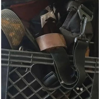 lot 236 -Assorted leather and fabric tool bags and belts, as shown in crate