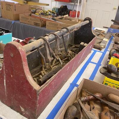 837-Antique Wooden Tool Box
