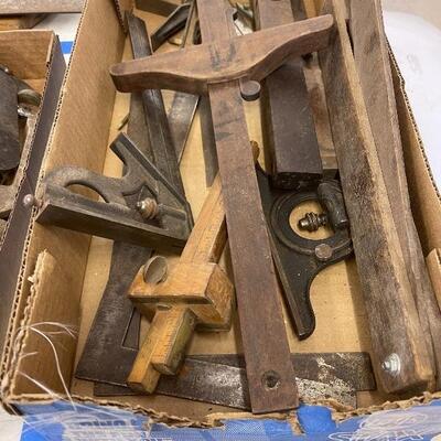 842-Vintage Woodworking Levels, Square, etc.