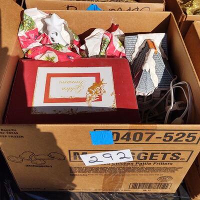 Box of Christmas items, etc.