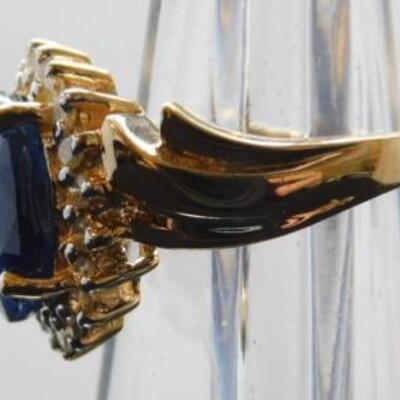 14 KT Gold Lady's Sapphire Ring with Diamonds .40 ctw  5.5 grams