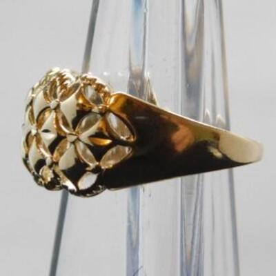 14 KT Yellow Gold Ring with Contemporary Pierced Design 4.2 grams