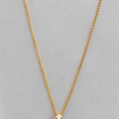 14 KT Garnet Pendant on 14KT Gold 18" Spiga Chain 3.5 grams