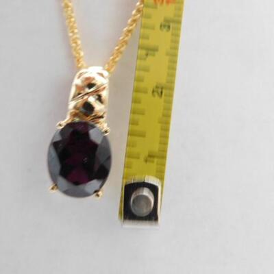 14 KT Garnet Pendant on 14KT Gold 18" Spiga Chain 3.5 grams