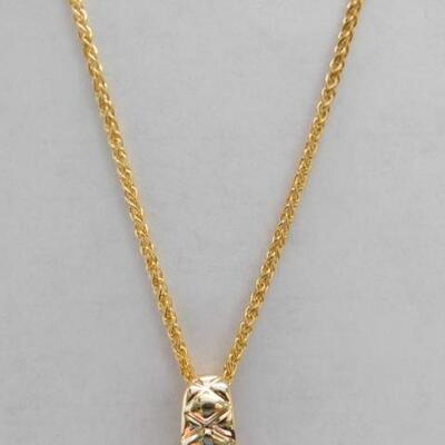 14 KT Garnet Pendant on 14KT Gold 18" Spiga Chain 3.5 grams