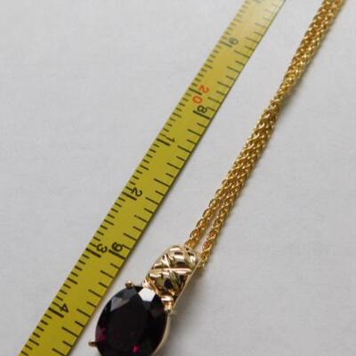 14 KT Garnet Pendant on 14KT Gold 18" Spiga Chain 3.5 grams