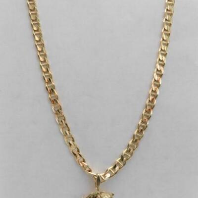 14 KT Gold Registered Nurse Pendant on 14KT Gold 20" Mariner Link Chain 14grams