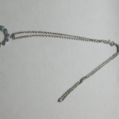 14 KT White Gold Circle Topaz and Diamond Pendant on 14KT Gold Rope Chain 4 grams