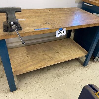 879-Heavy Duty Butcher Block Style Workbench Top W/ Steel Legs