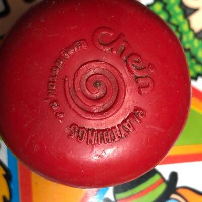 Vintage Colorful Circus Clown Litho Tin Toy Spinning Top Chein Playthings