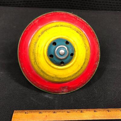 Vintage J Chein & Co Three Little Pigs Litho Tin Toy Spinning Top Toy
