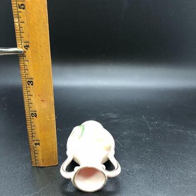 Miniature Pale Pink Floral Double Handled Vase Urn Vessel