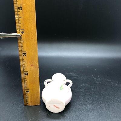 Miniature Pale Pink Floral Double Handled Vase Urn Vessel