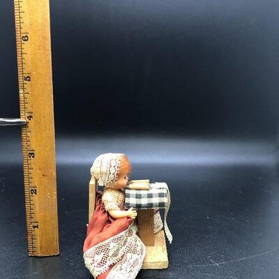 Vintage 3" Miniature Girl at Table Figurine