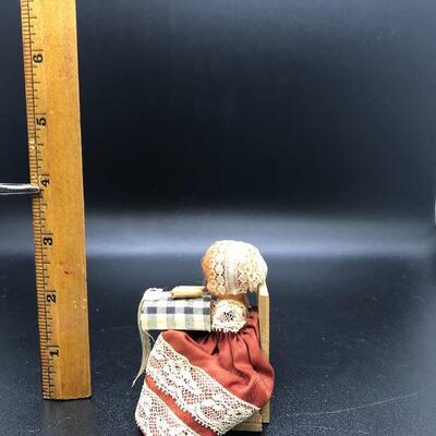 Vintage 3" Miniature Girl at Table Figurine