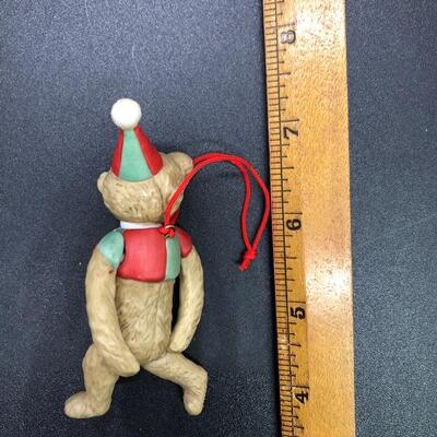 Jointed Ceramic Teddy Bear Christmas Ornament