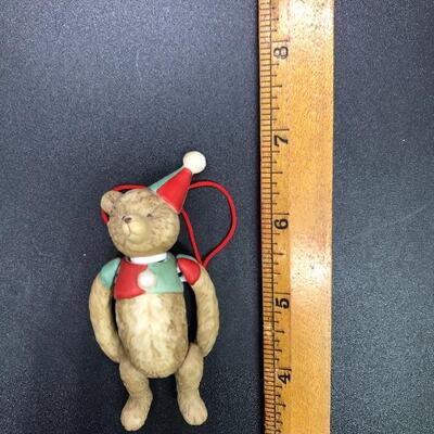 Jointed Ceramic Teddy Bear Christmas Ornament