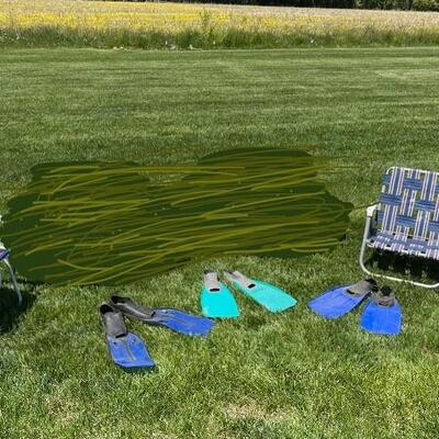 885- Beach Folding Chairs, Flippers, Etc.