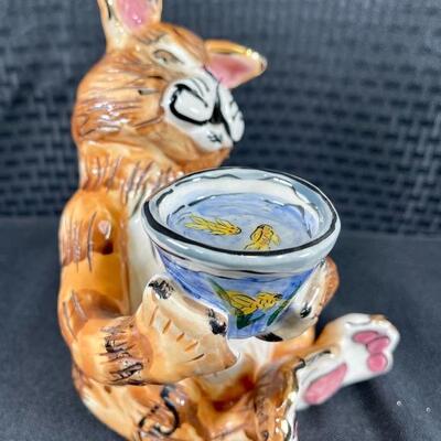 blue sky clayworks ceramic orange cat by Heather Goldminc. 2000