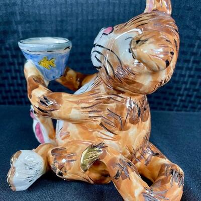 blue sky clayworks ceramic orange cat by Heather Goldminc. 2000